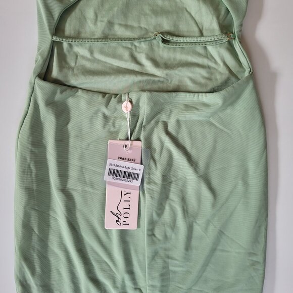 Oh Polly Sage Backless Cowl Neck 'Dali' Midi Dress SIZE 4/ SMALL - Picture 6 of 6